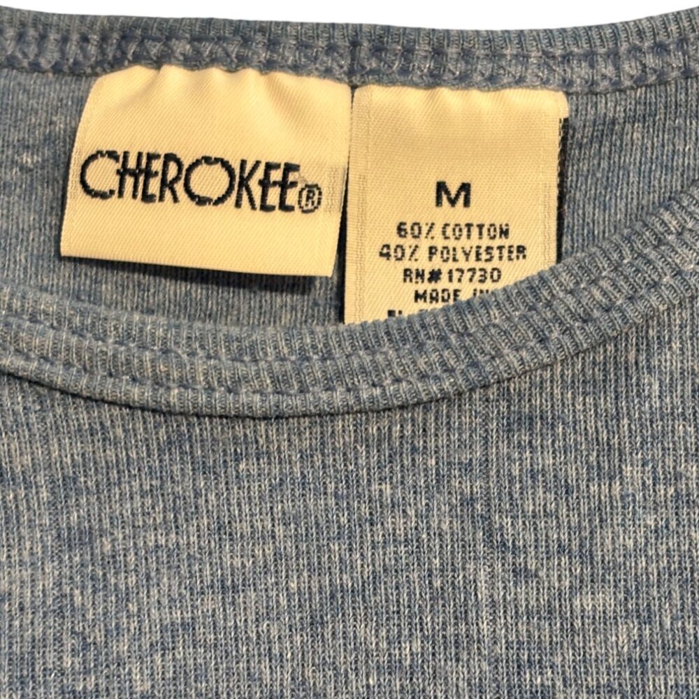 Cherokee women's heather‎ blue ribbed long sleeve t-shirt sz M - Picture 6 of 10